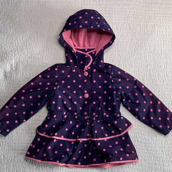 London Fog Jackets & Coats London Fog Pink Purple Polka Dot Hooded